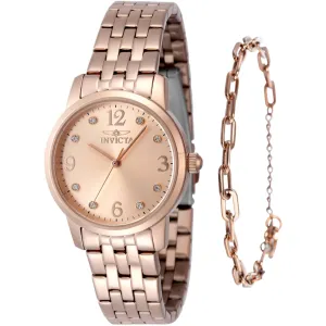 Invicta Women's Watch - Angel Quartz Rose Gold Tone Brass Dial Steel Bracelet | 48257