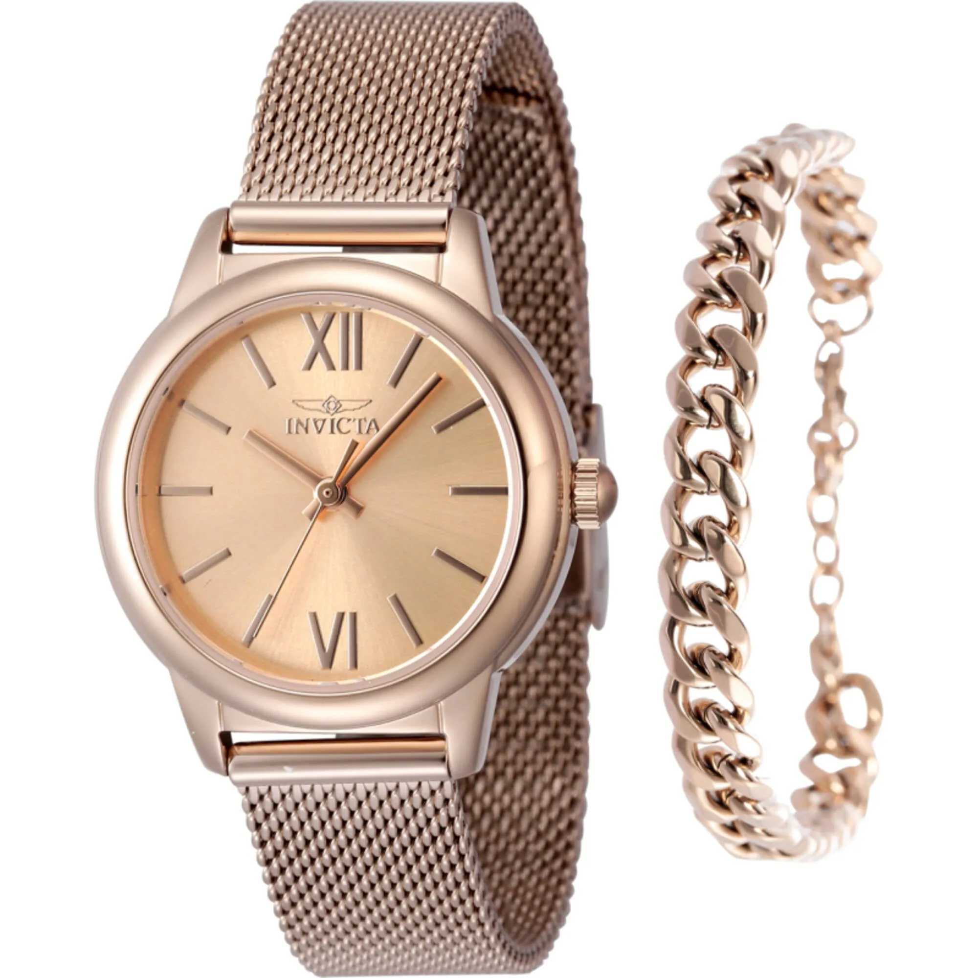 Invicta Women's Watch - Angel Quartz Rose Gold Tone Dial Steel Mesh Bracelet | 48251