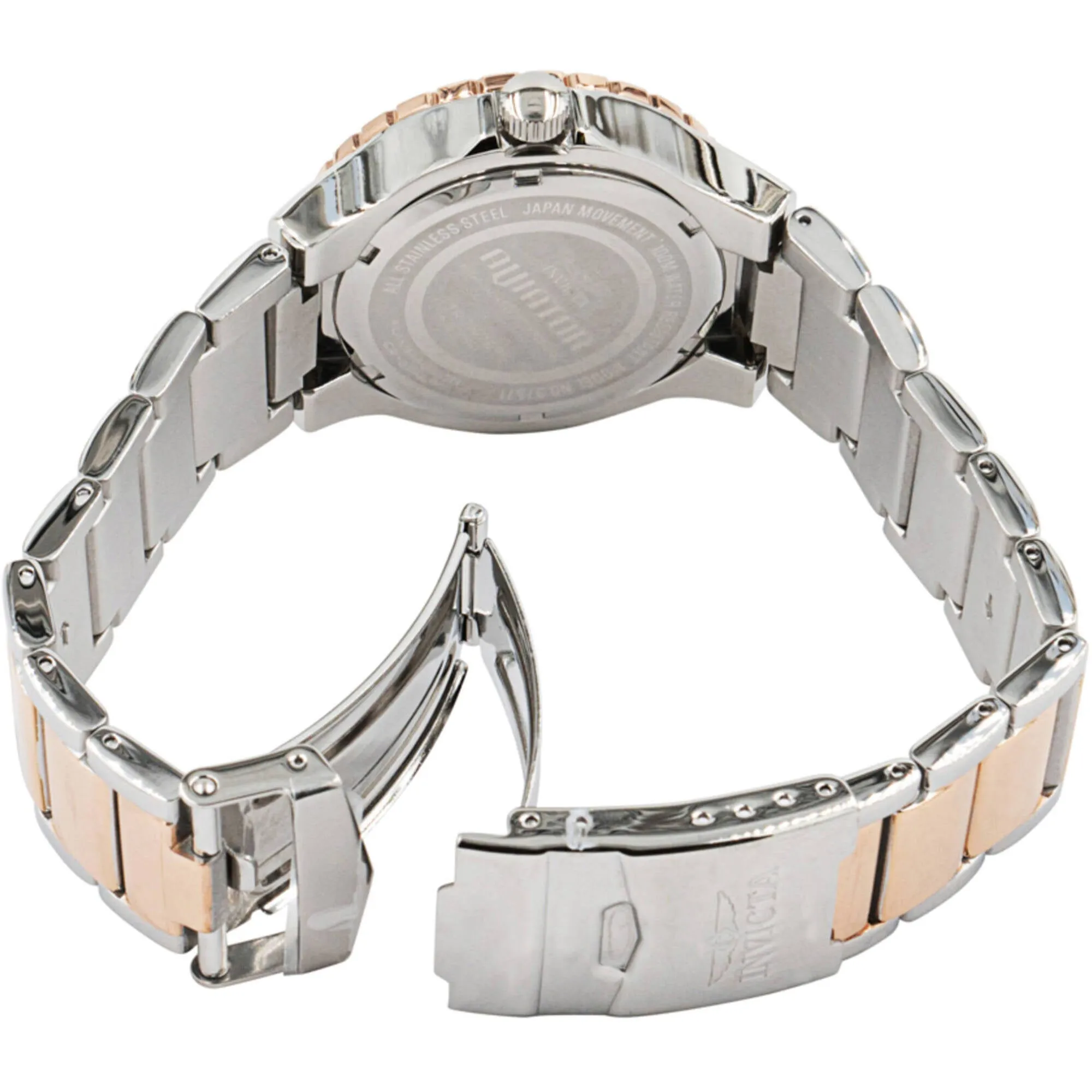 Invicta Women's Watch - Aviator Quartz Silver, Rose Gold Tone Dial Bracelet | 37571