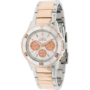 Invicta Women's Watch - Aviator Quartz Silver, Rose Gold Tone Dial Bracelet | 37571