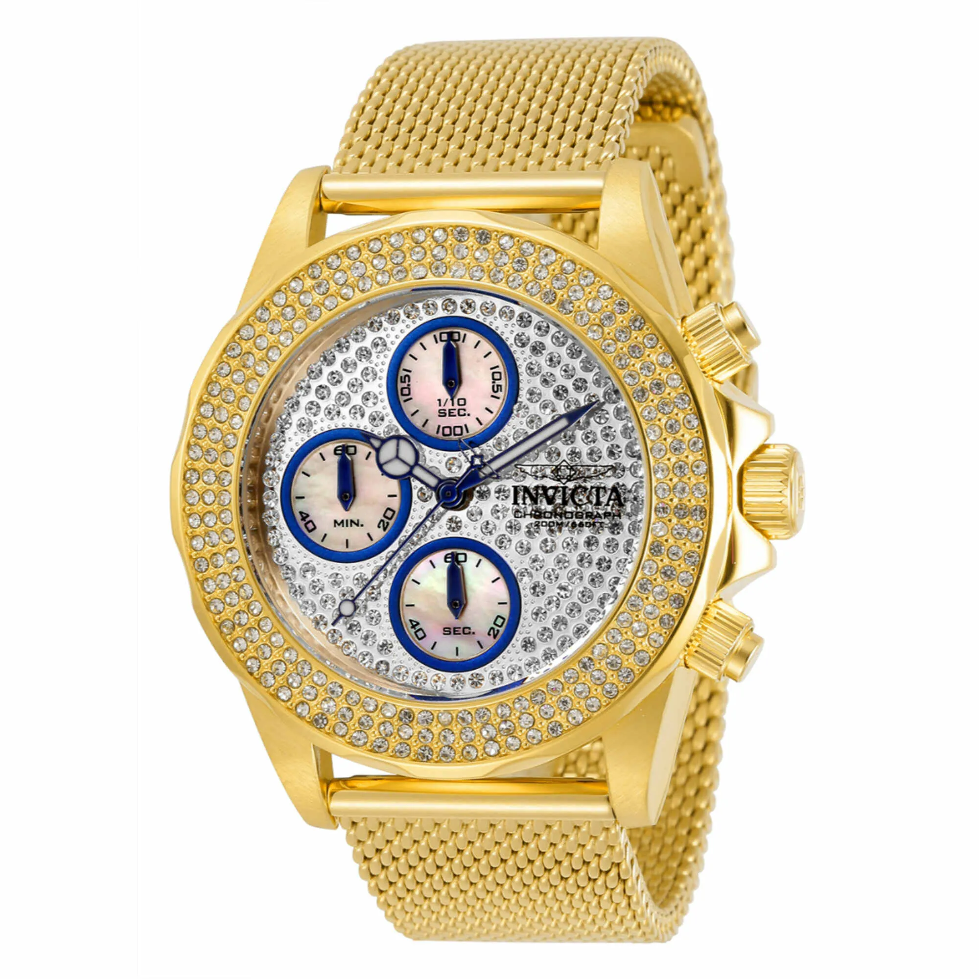Invicta Women's Watch - Pro Diver Quartz Chronograph Yellow Gold Mesh Bracelet | 32935
