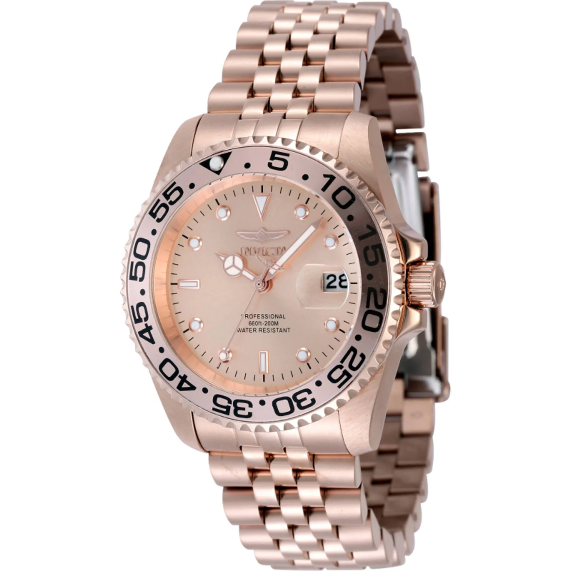Invicta Women's Watch - Pro Diver Quartz Rose Gold Tone Dial Steel Bracelet | 48386