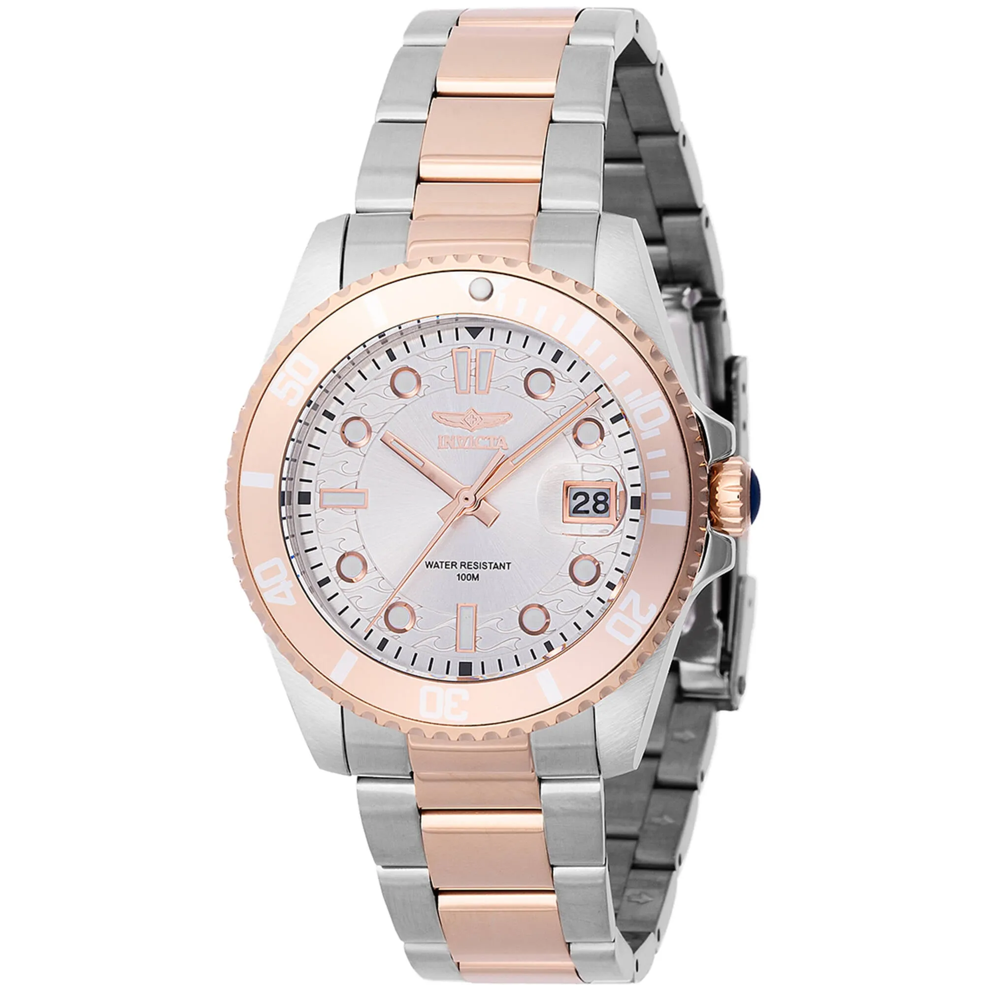Invicta Women's Watch - Pro Diver Two Tone Rose Gold, Silver Tone Bracelet | 46690
