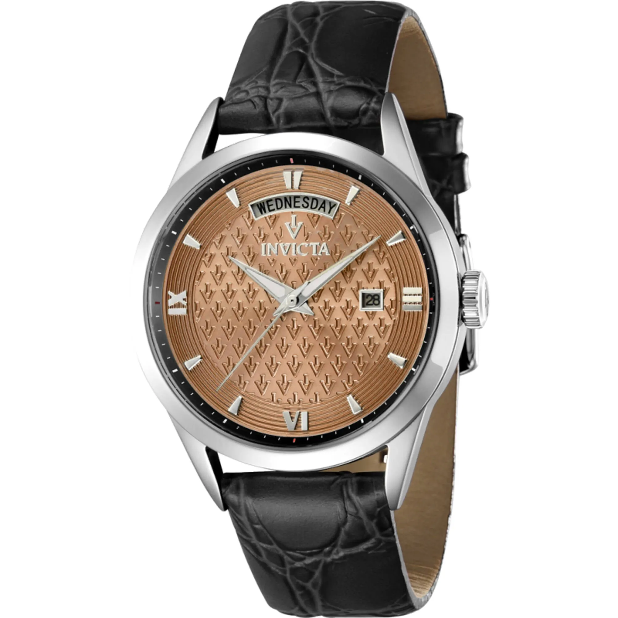 Invicta Women's Watch - Vintage Quartz Light Brown Dial Black Leather Strap | 44261