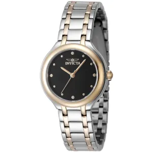 Invicta Women's Watch - Wildflower Quartz Black Dial Two Tone Steel Bracelet | 48229