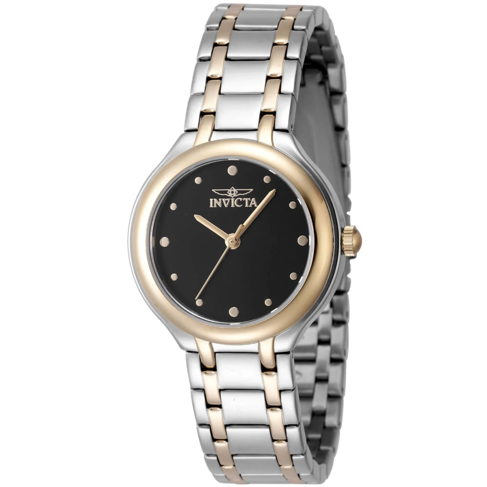 Invicta Women's Watch - Wildflower Quartz Black Dial Two Tone Steel Bracelet | 48229