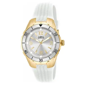 Invicta Women's White Polyurethane Strap Watch - Angel Quartz Silver Dial | 17484