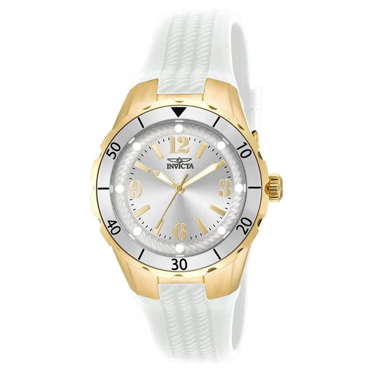Invicta Women's White Polyurethane Strap Watch - Angel Quartz Silver Dial | 17484
