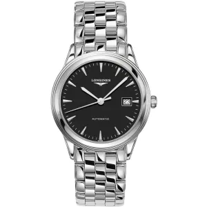 Longines Men's Watch - Flagship Automatic Black Dial Silver Tone Bracelet | L49744526