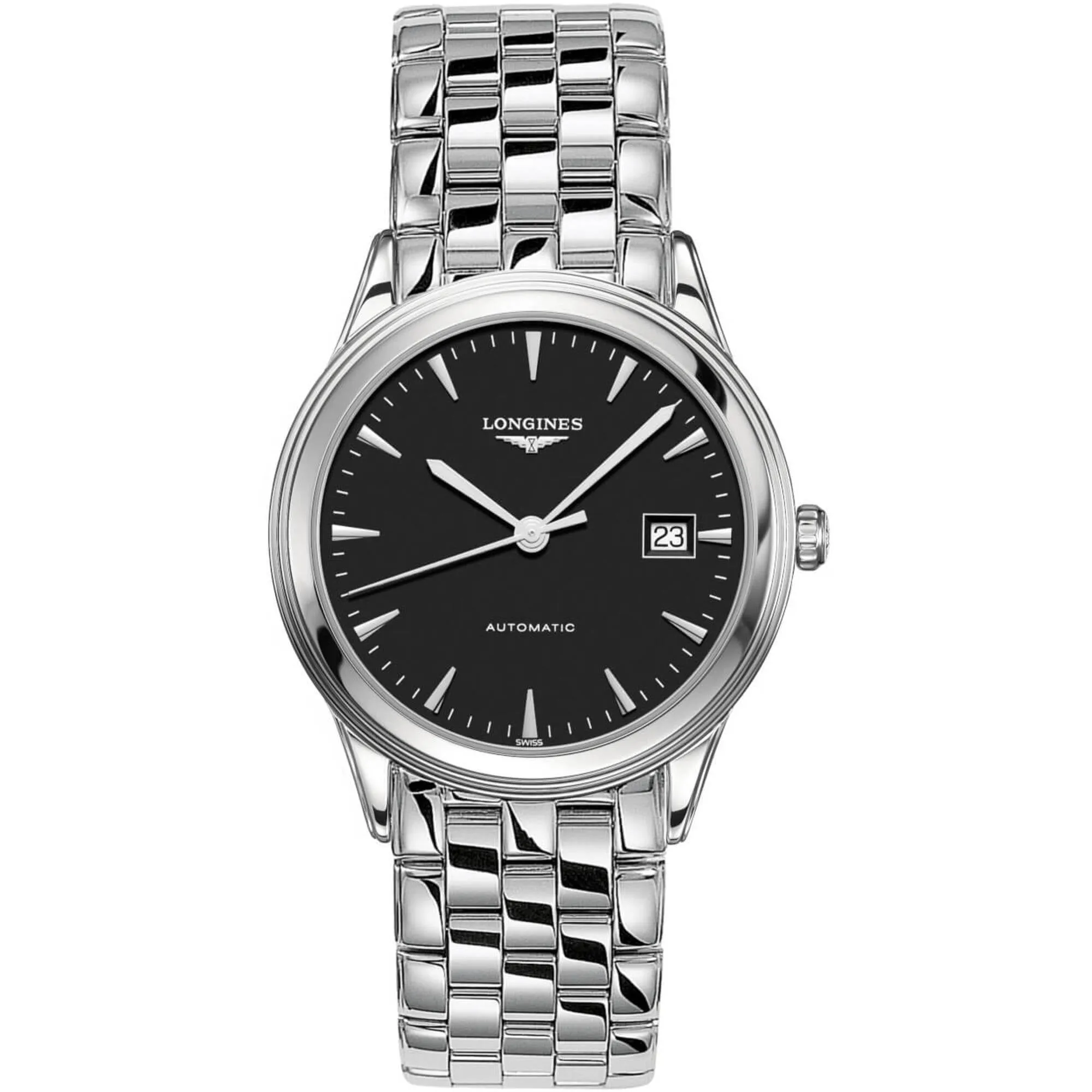 Longines Men's Watch - Flagship Automatic Black Dial Silver Tone Bracelet | L49744526