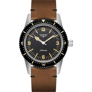 Longines Men's Watch - Heritage Skin Diver Automatic Brown Leather Strap | L28224562