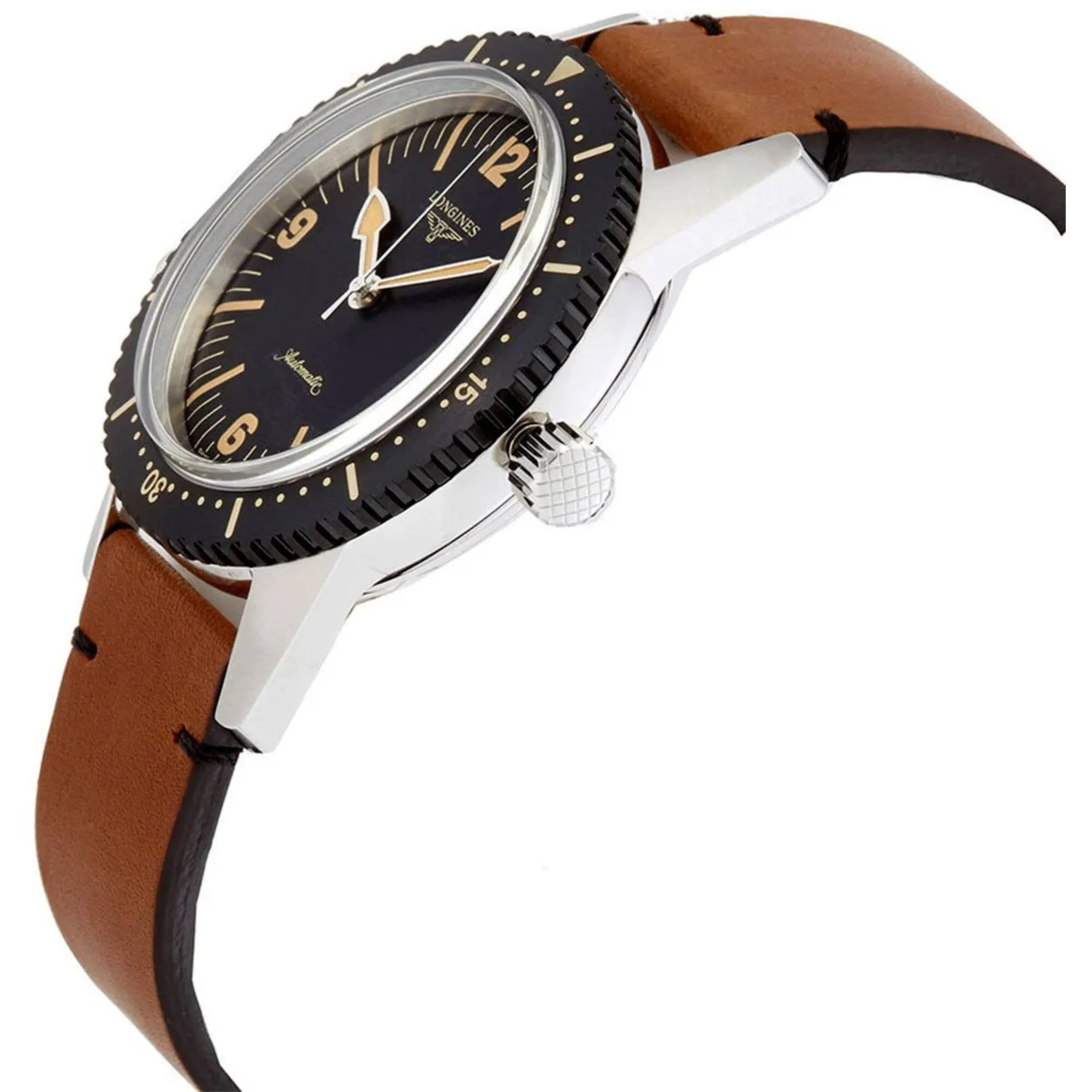 Longines Men's Watch - Heritage Skin Diver Automatic Brown Leather Strap | L28224562
