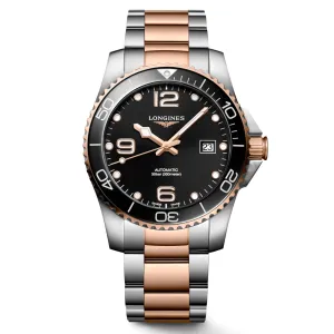 Longines Men's Watch - HydroConquest Automatic Black Dial Two Tone Steel | L37813587