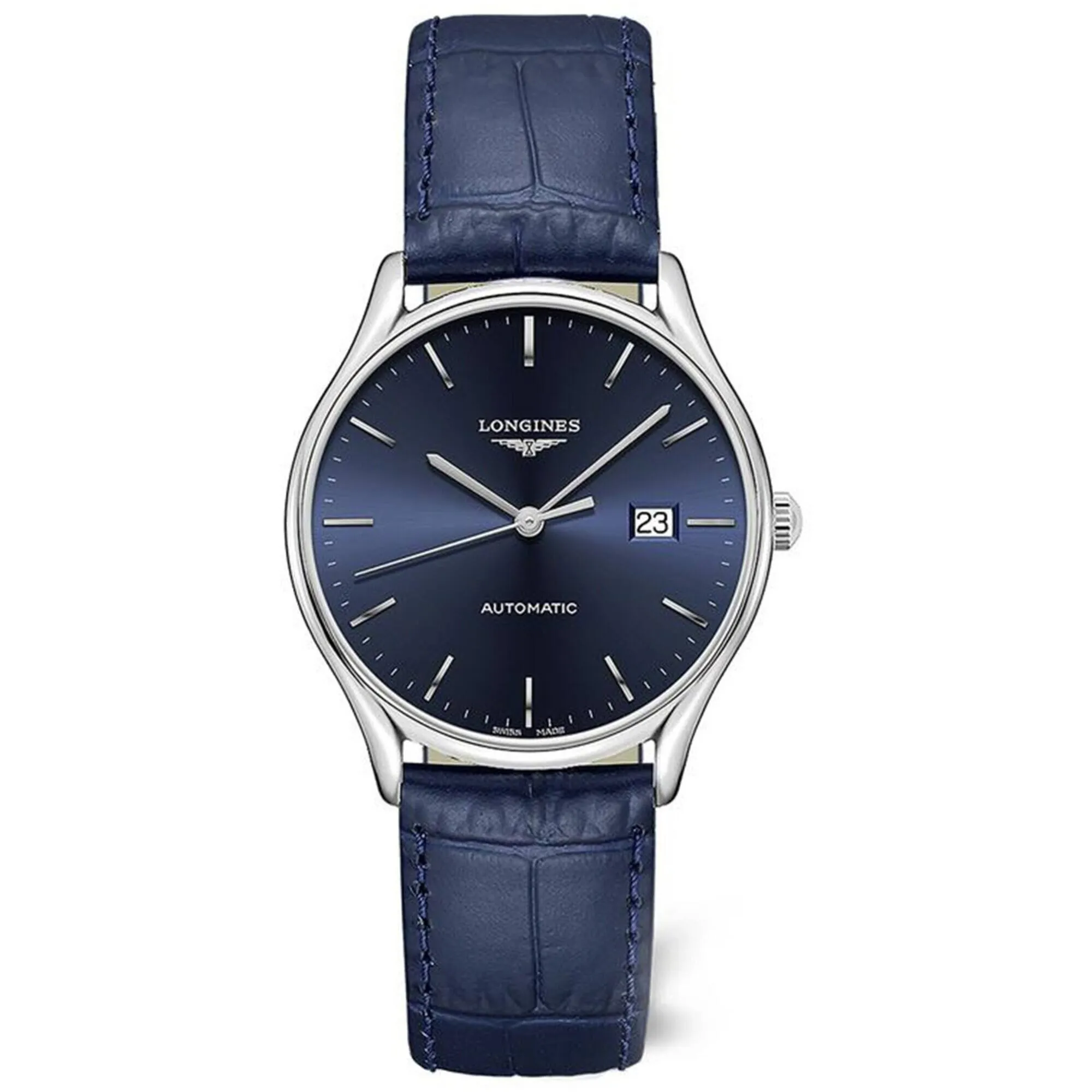 Longines Men's Watch - Lyre Automatic Silver Case Blue Dial Leather Strap | L49614922