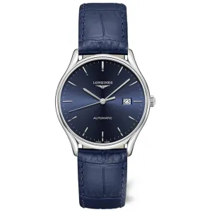 Longines Men's Watch - Lyre Automatic Silver Case Blue Dial Leather Strap | L49614922