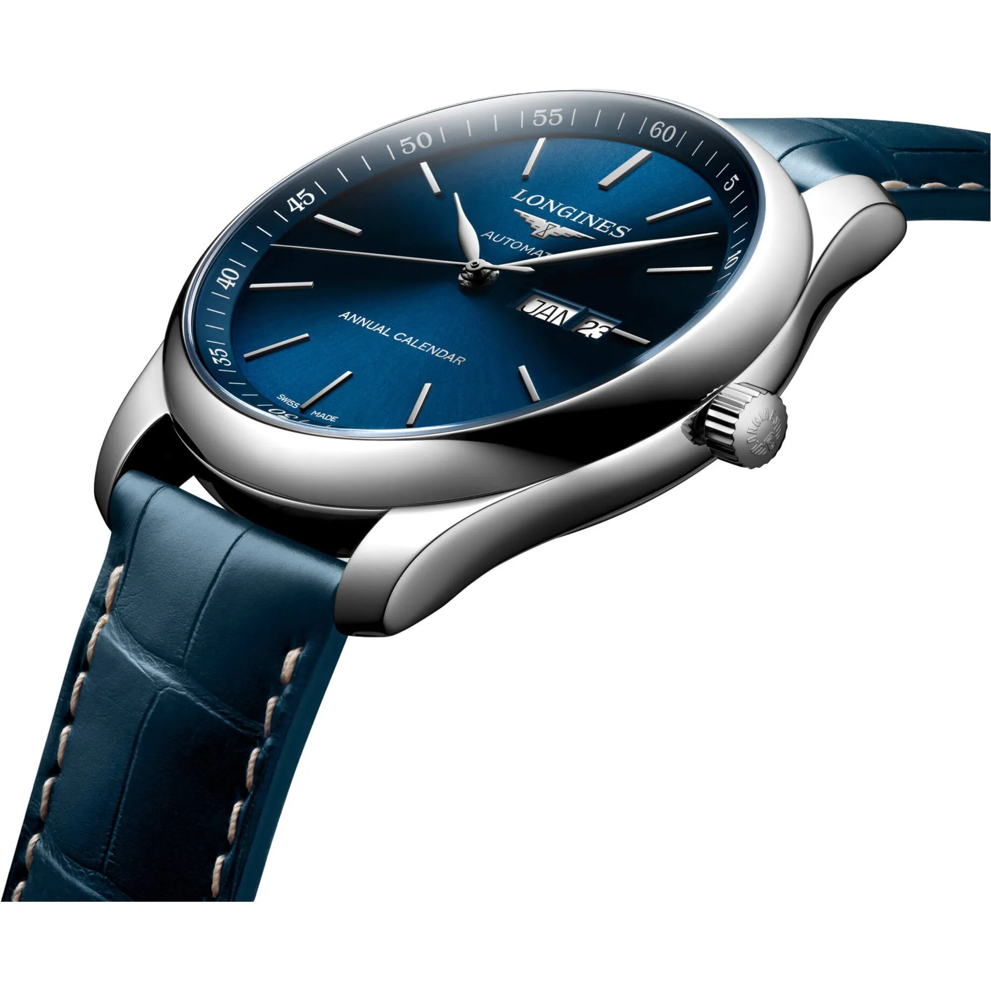 Longines Men's Watch - Master Automatic Blue Dial Leather Strap Date | L29204920