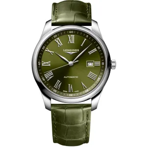 Longines Men's Watch - Master Automatic Green Dial Leather Strap Date | L28934092