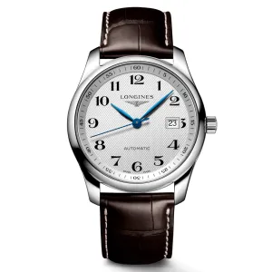 Longines Men's Watch - Master Automatic Silver Dial Brown Leather Strap | L27934783