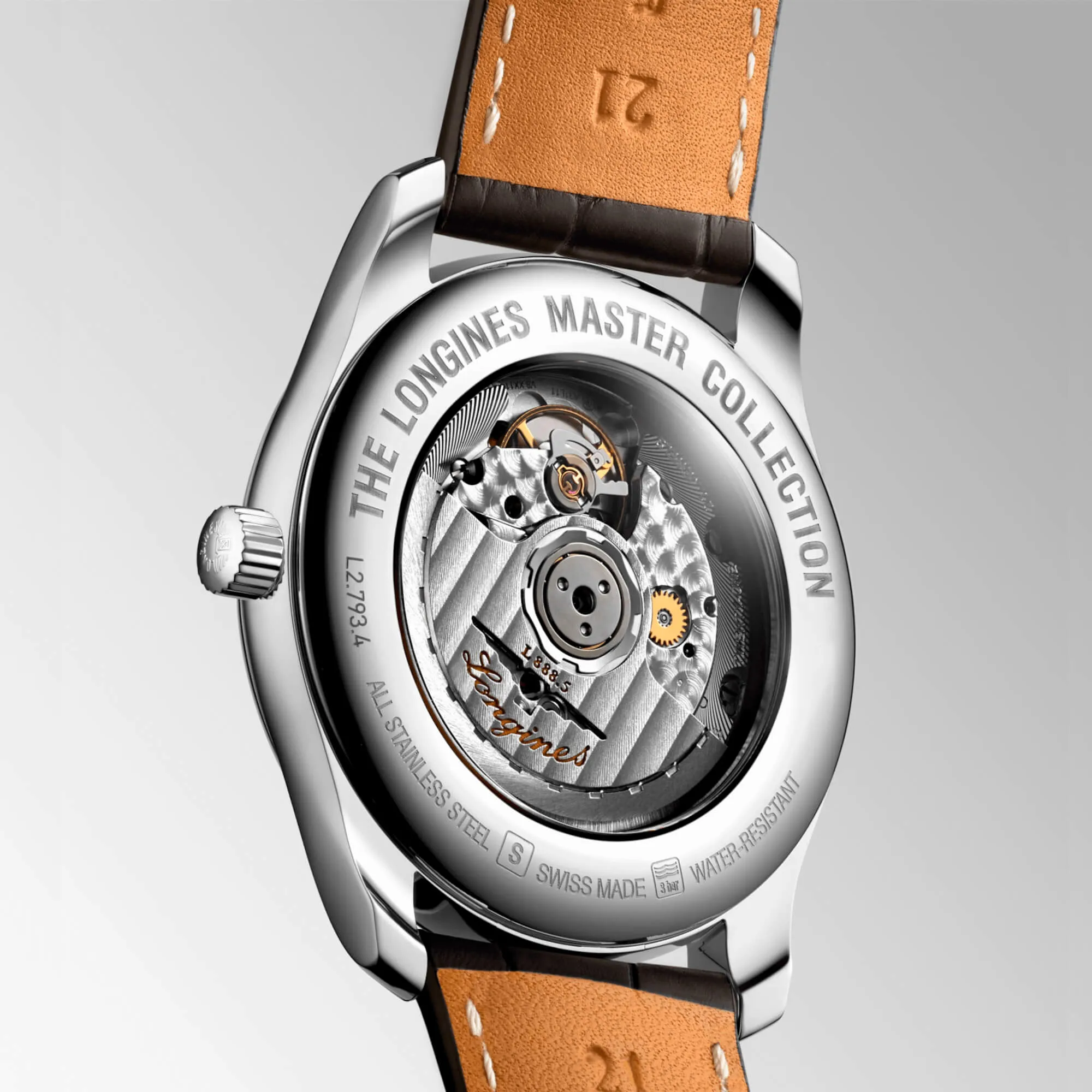 Longines Men's Watch - Master Automatic Silver Dial Brown Leather Strap | L27934783