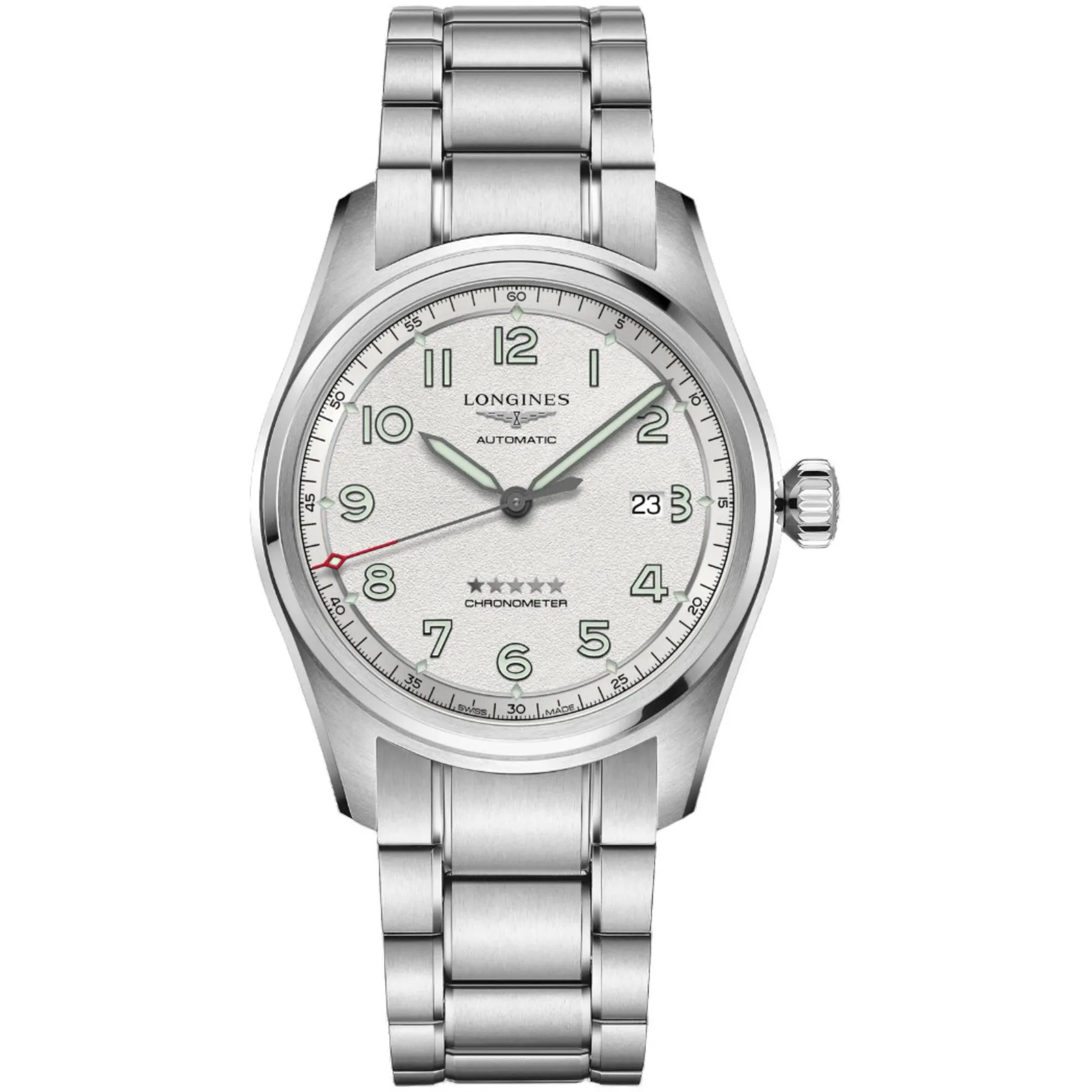 Longines Men's Watch - Spirit Chronometer Silver Tone Dial Stainless Steel | L38114739