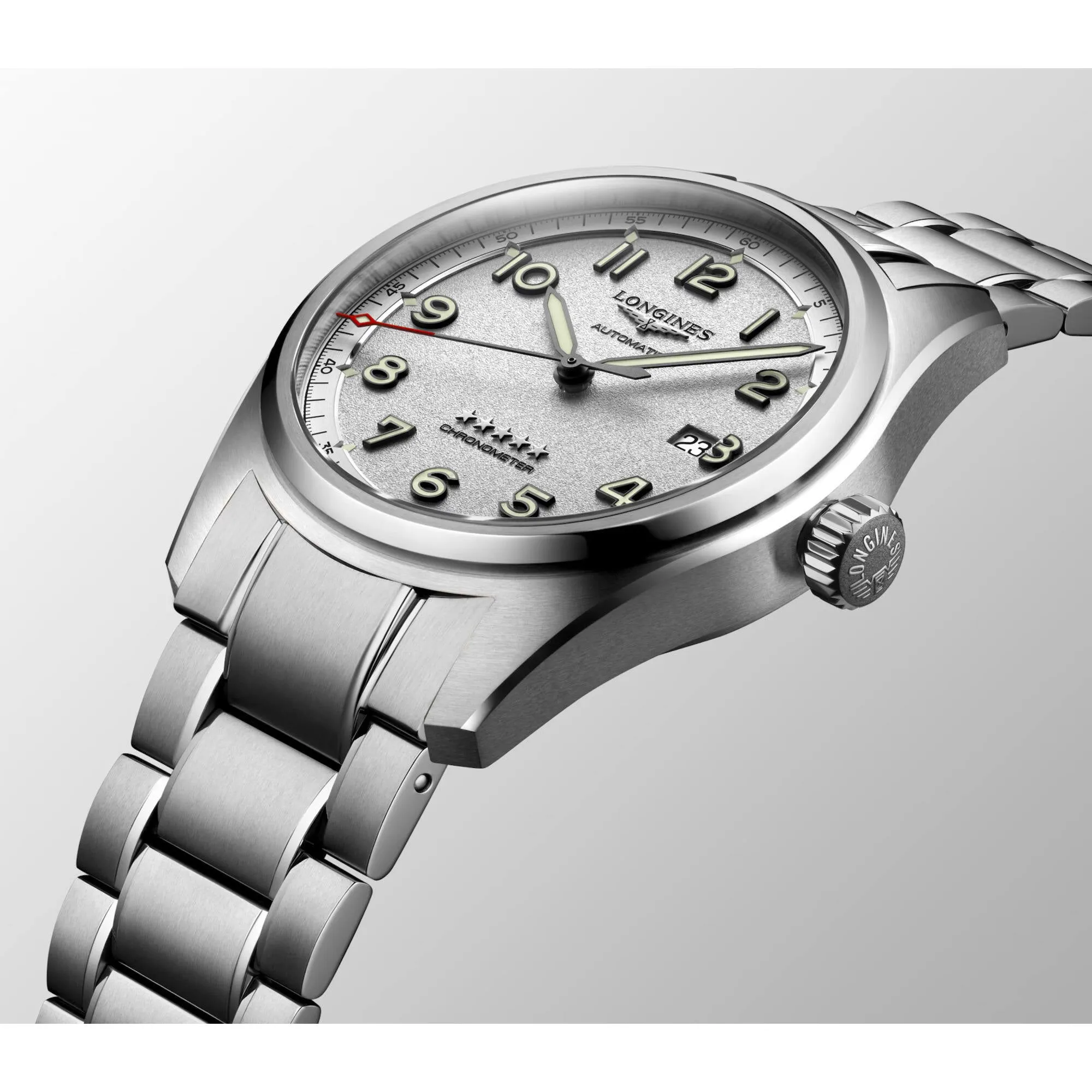 Longines Men's Watch - Spirit Chronometer Silver Tone Dial Stainless Steel | L38114739