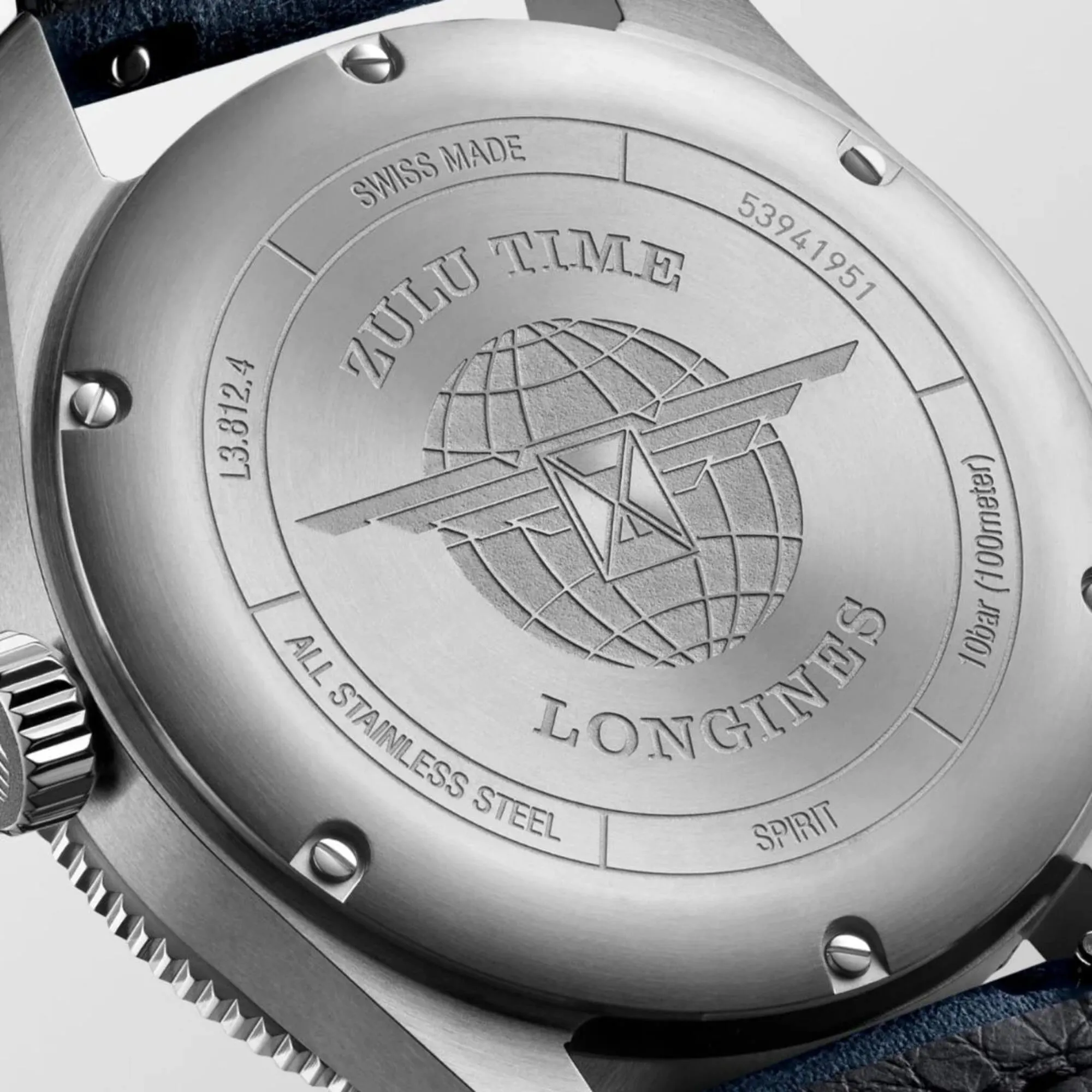 Longines Men's Watch - Spirit Zulu Time Chronometer Blue Leather Strap | L38124932
