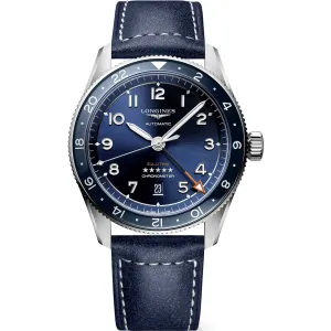 Longines Men's Watch - Spirit Zulu Time Chronometer Blue Leather Strap | L38124932