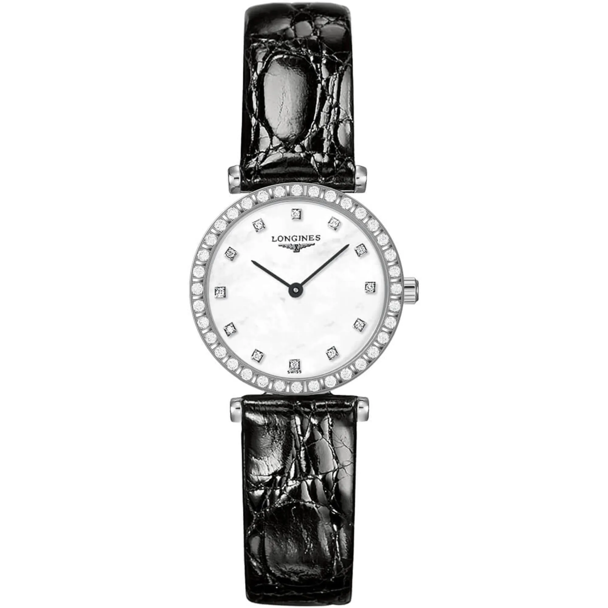 Longines Women's Watch - La Grande Classique MOP Dial Black Leather Strap | L43410802