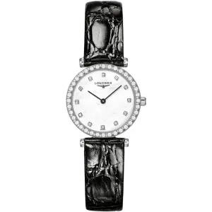 Longines Women's Watch - La Grande Classique MOP Dial Black Leather Strap | L43410802