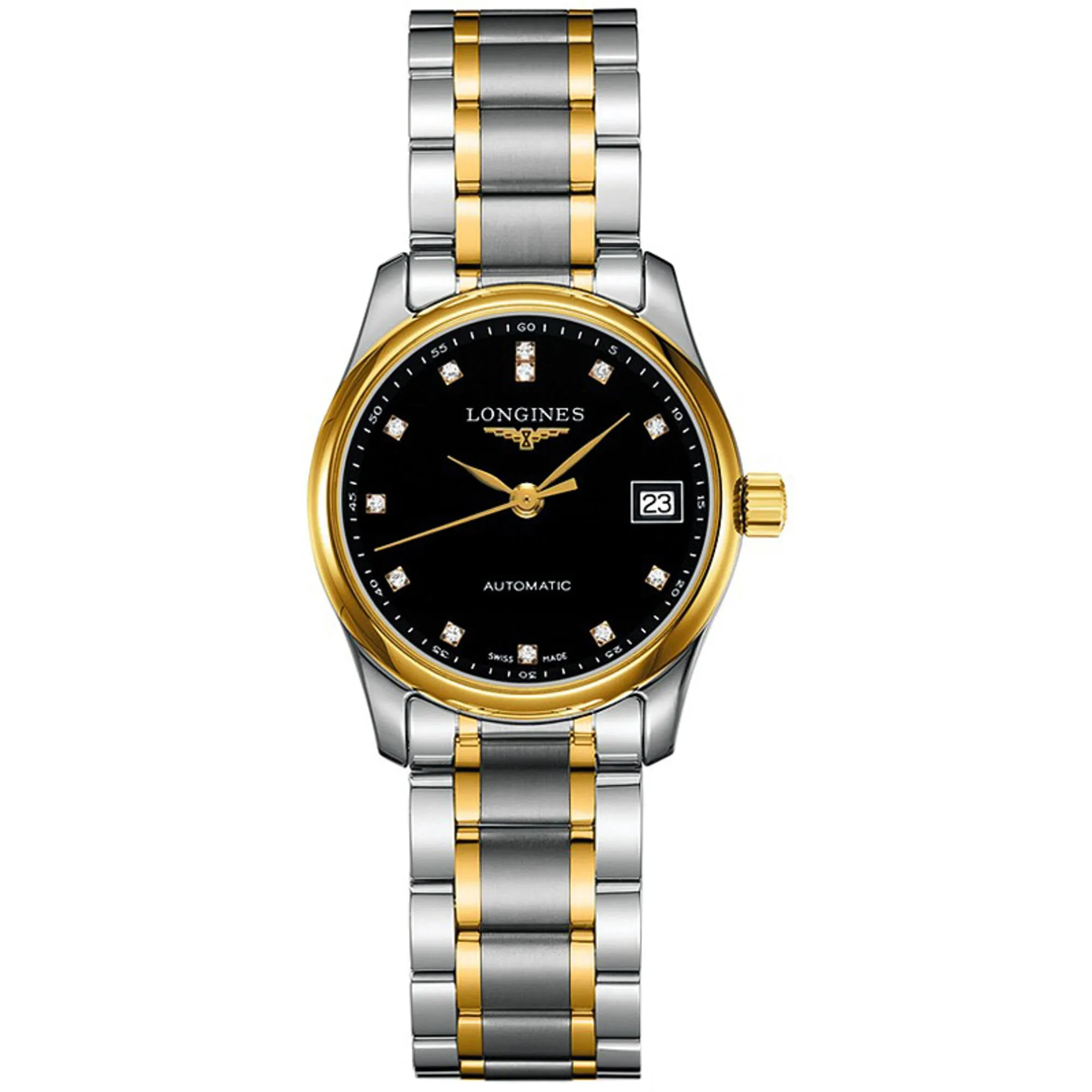 Longines Women's Watch - Master Diamond Black Dial Two Tone Bracelet | L22575577