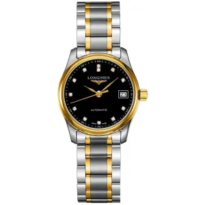 Longines Women's Watch - Master Diamond Black Dial Two Tone Bracelet | L22575577