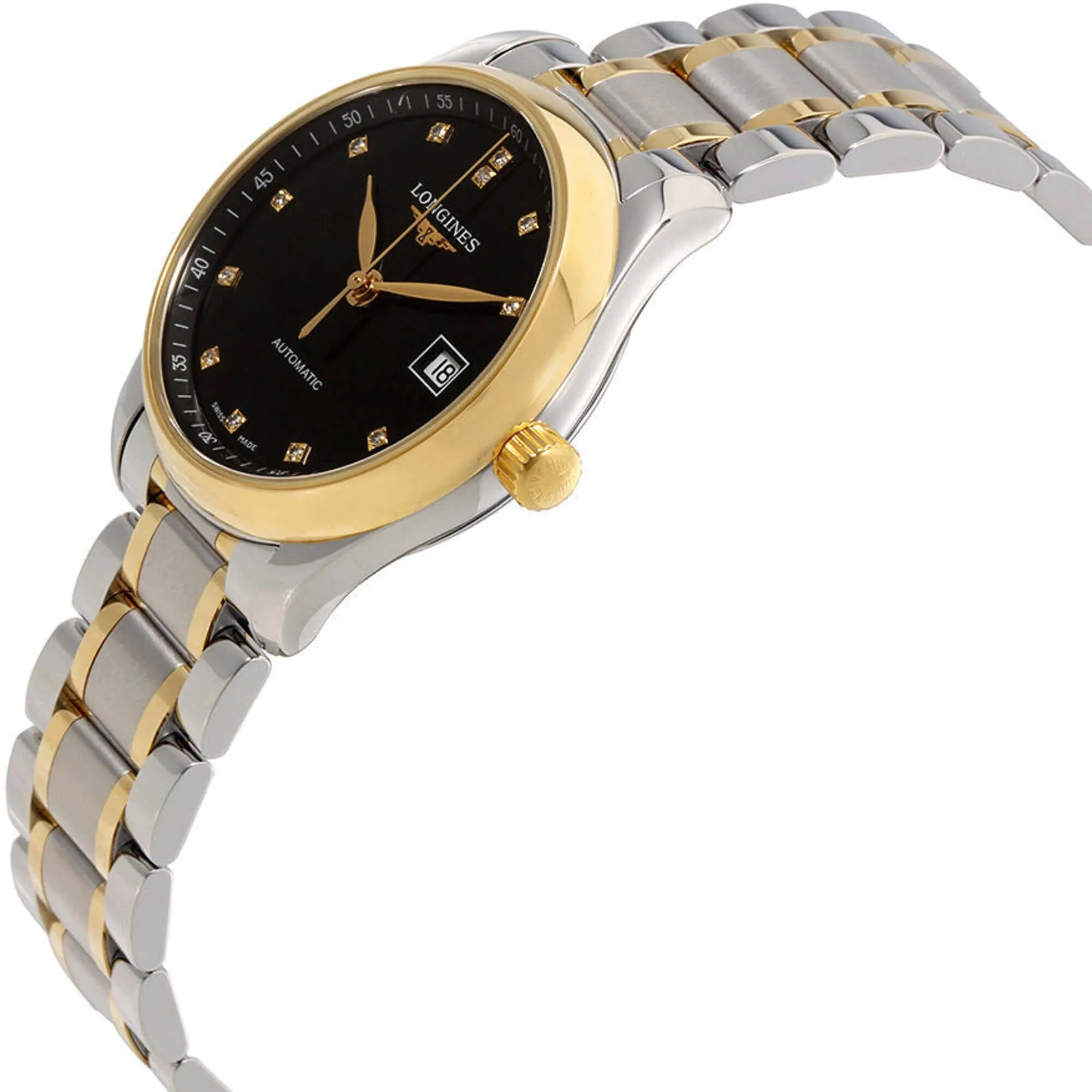 Longines Women's Watch - Master Diamond Black Dial Two Tone Bracelet | L22575577