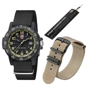 Luminox Men's Quartz Watch - Sea Turtle Giant 0320 Series Black Nylon Strap | 0333 Set