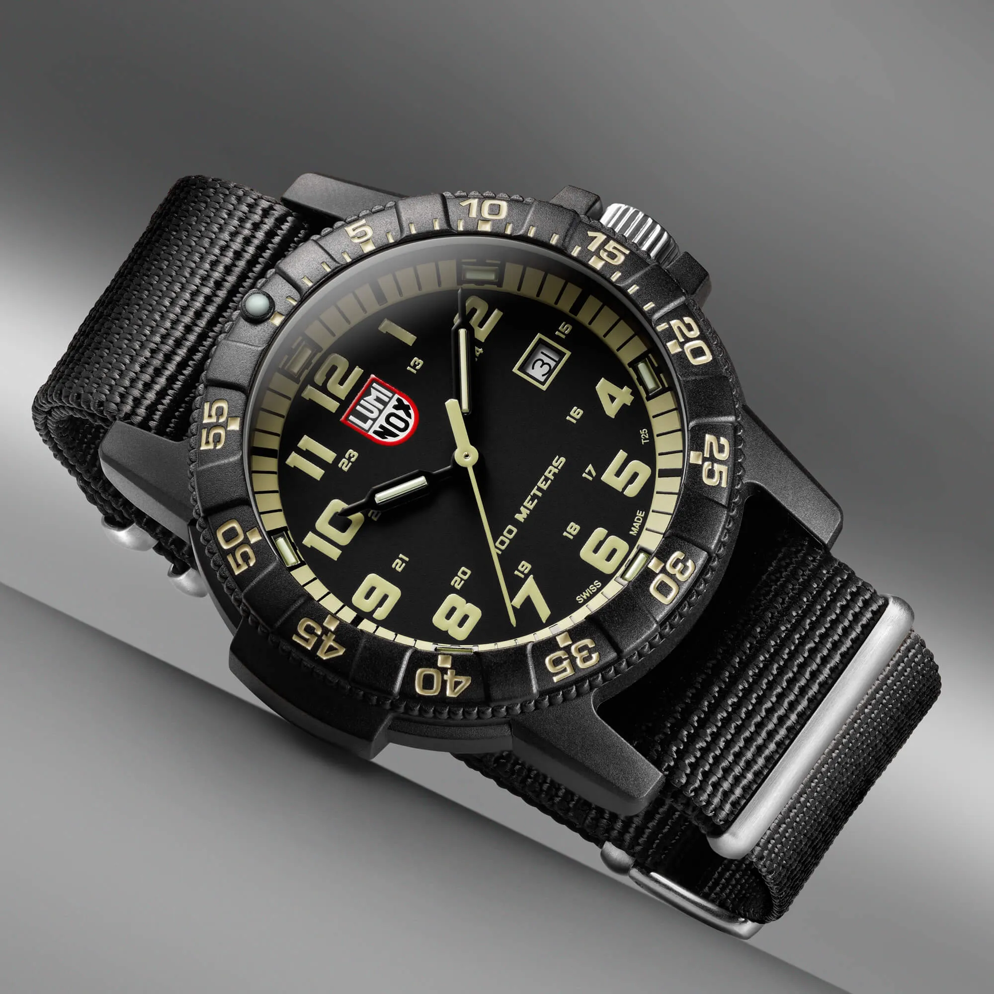 Luminox Men's Quartz Watch - Sea Turtle Giant 0320 Series Black Nylon Strap | 0333 Set