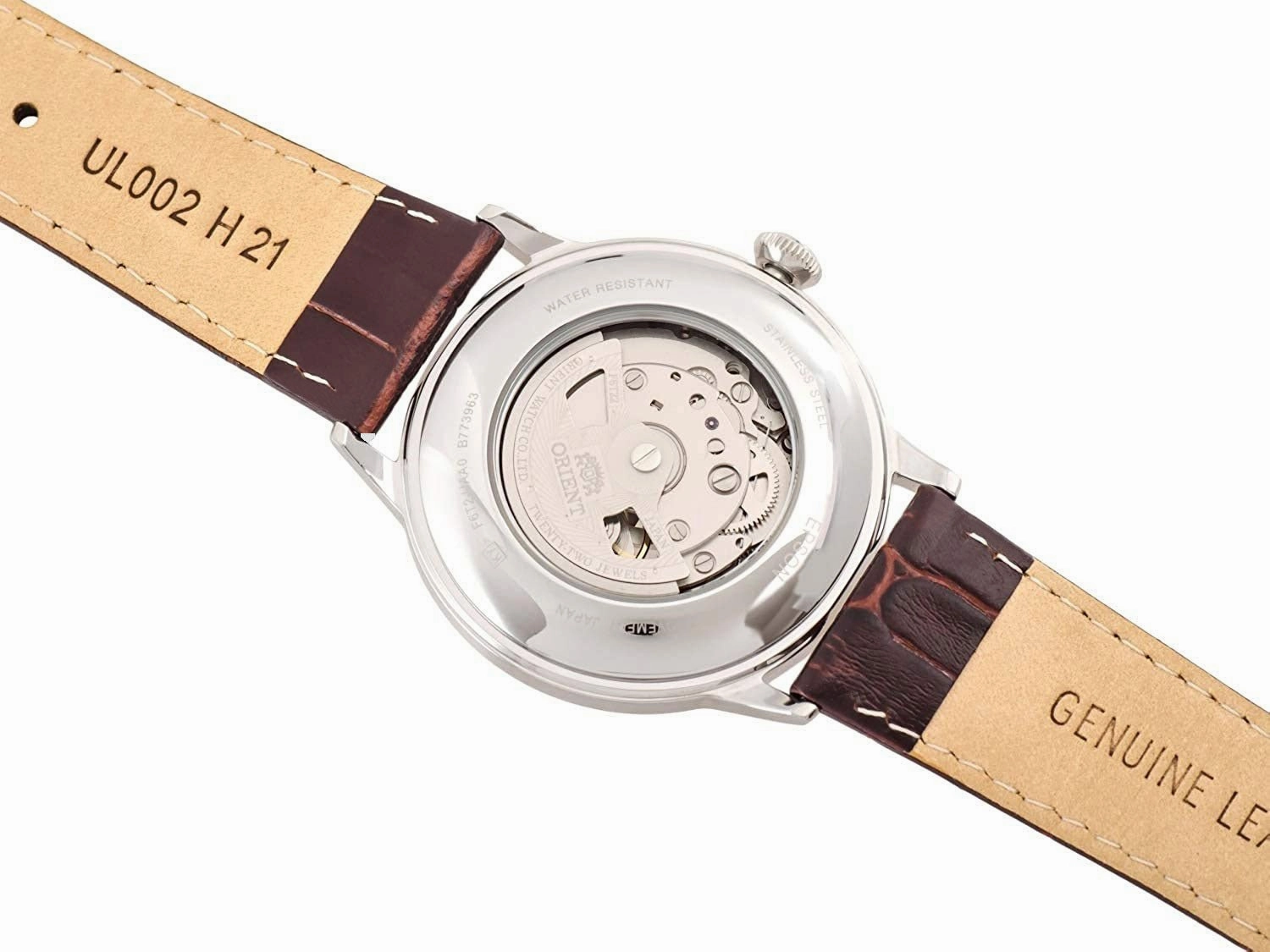 Orient Contemporary Classic Automatic Open Heart White Dial Brown Leather Strap Mens Watch RA-AG0002S10B