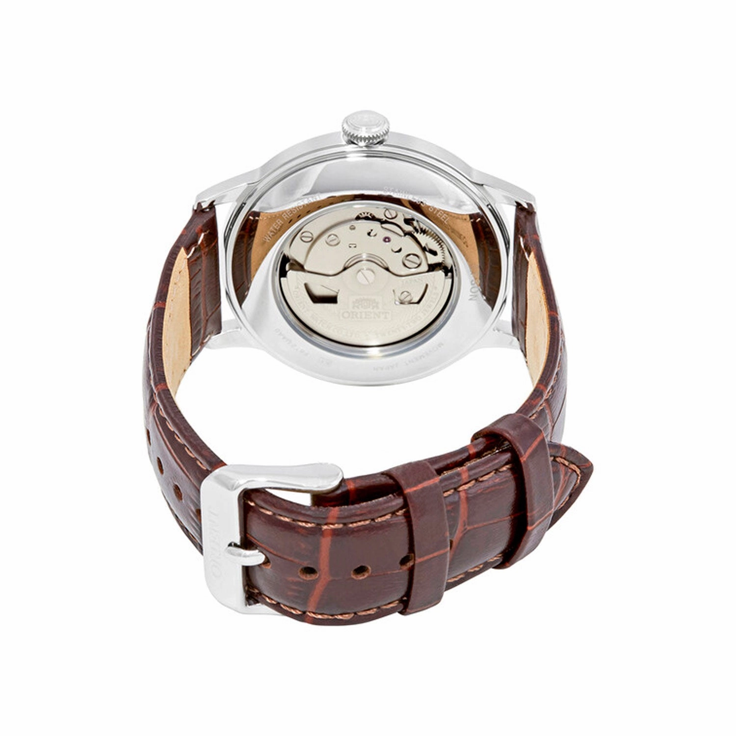 Orient Contemporary Classic Automatic Open Heart White Dial Brown Leather Strap Mens Watch RA-AG0002S10B