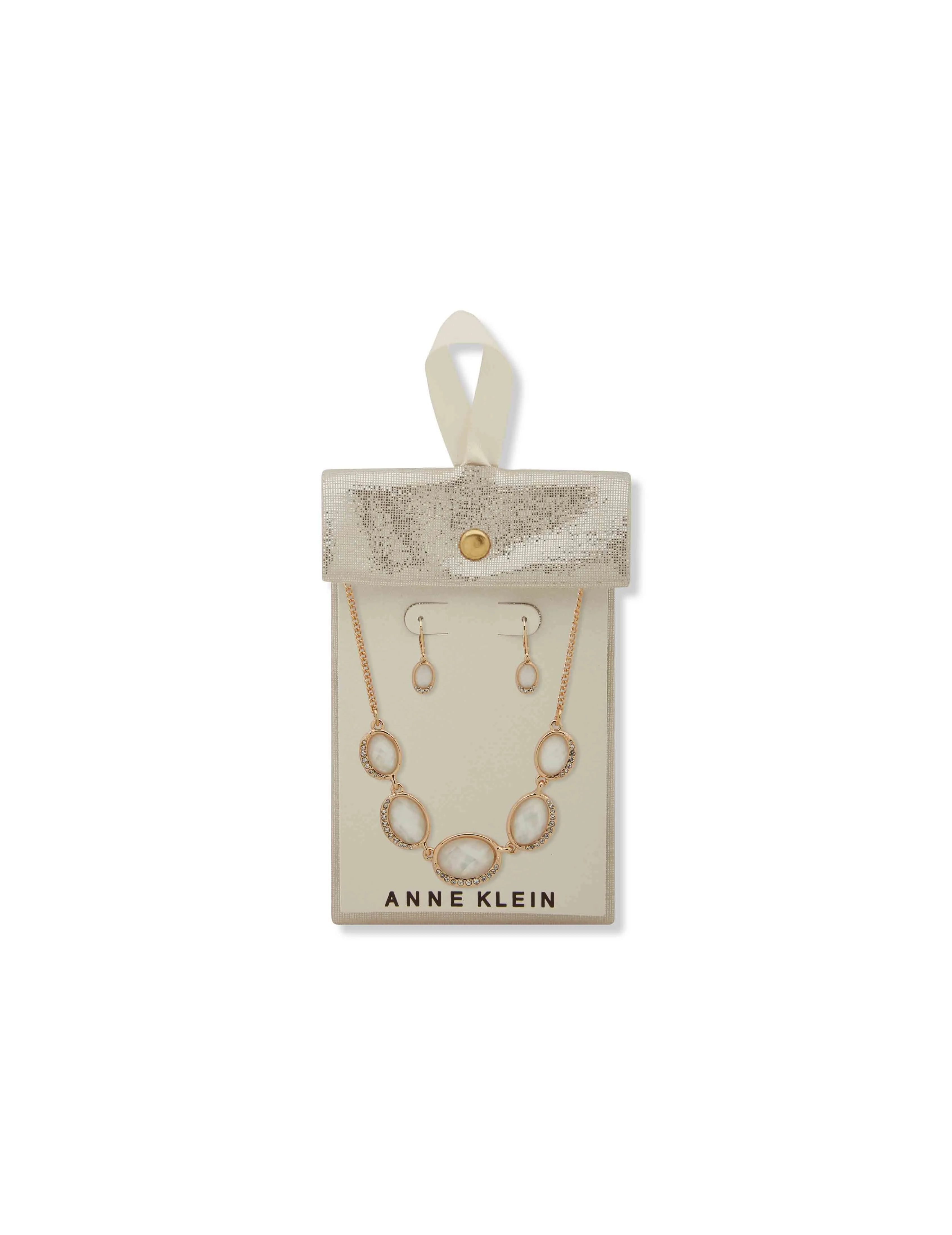 Oval Station Necklace and Earring Set