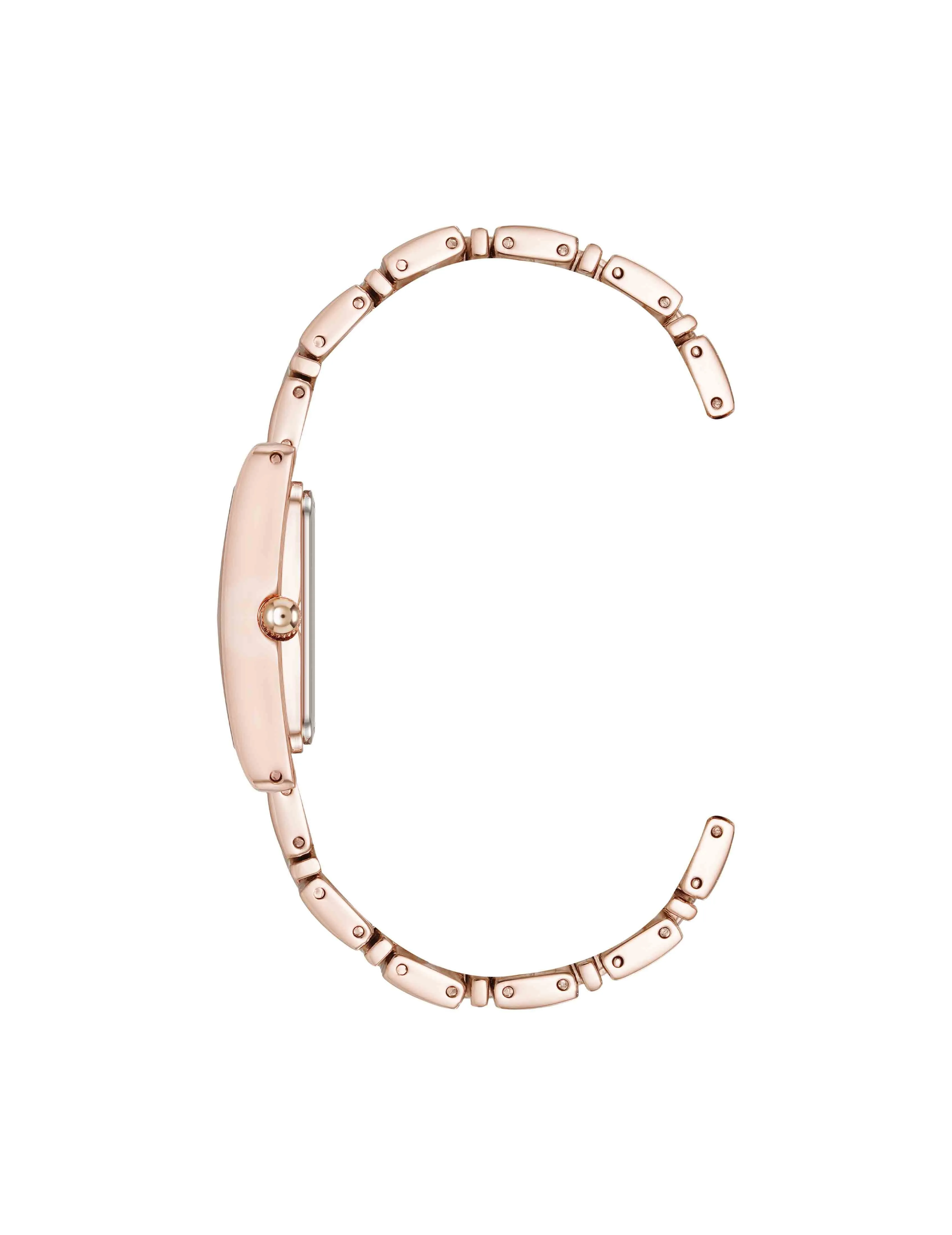 Premium Crystal Accented Grooved Link Bracelet Watch