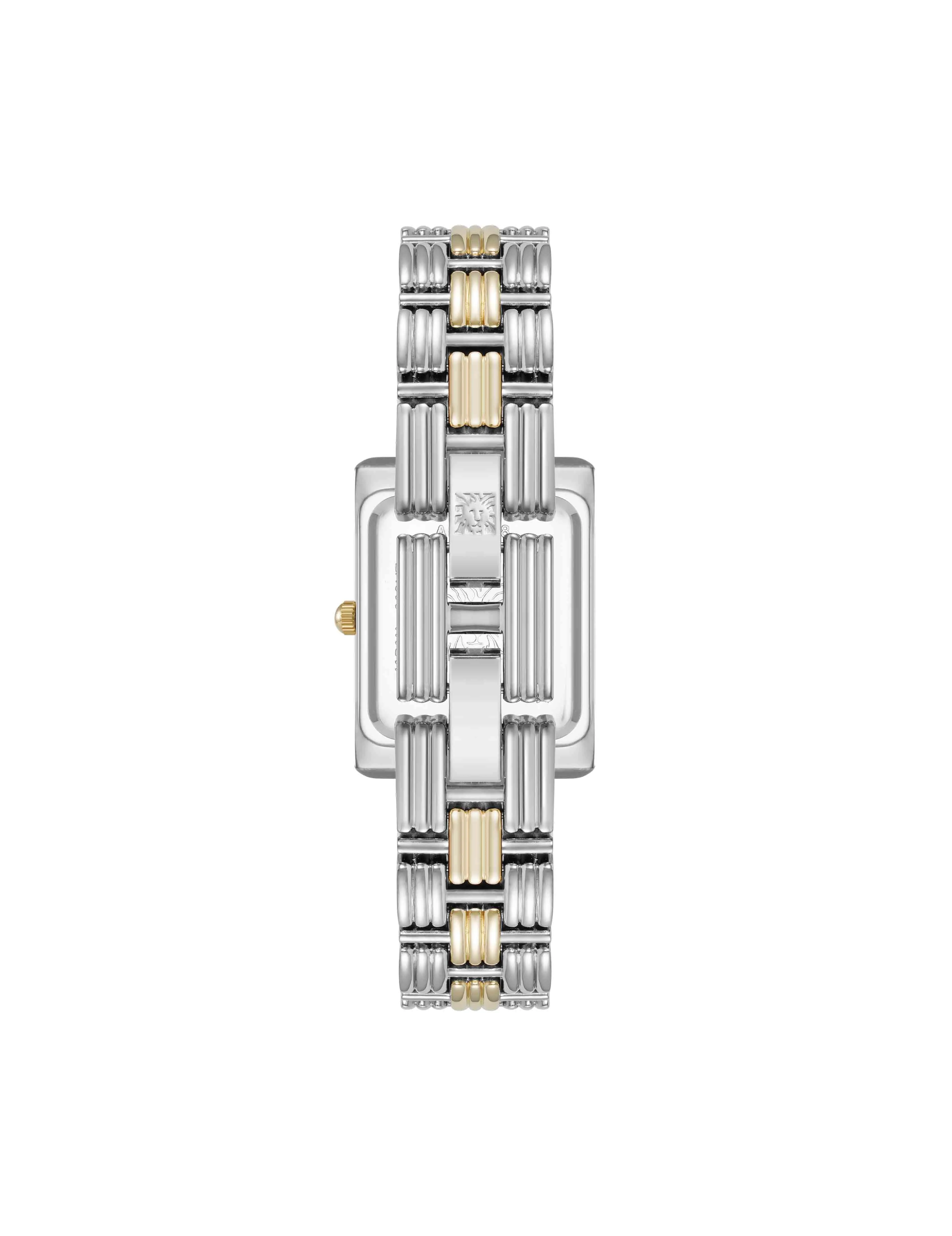 Premium Crystal Accented Grooved Link Bracelet Watch