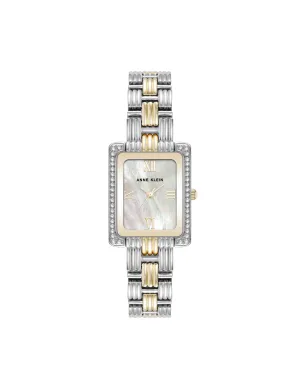 Premium Crystal Accented Grooved Link Bracelet Watch