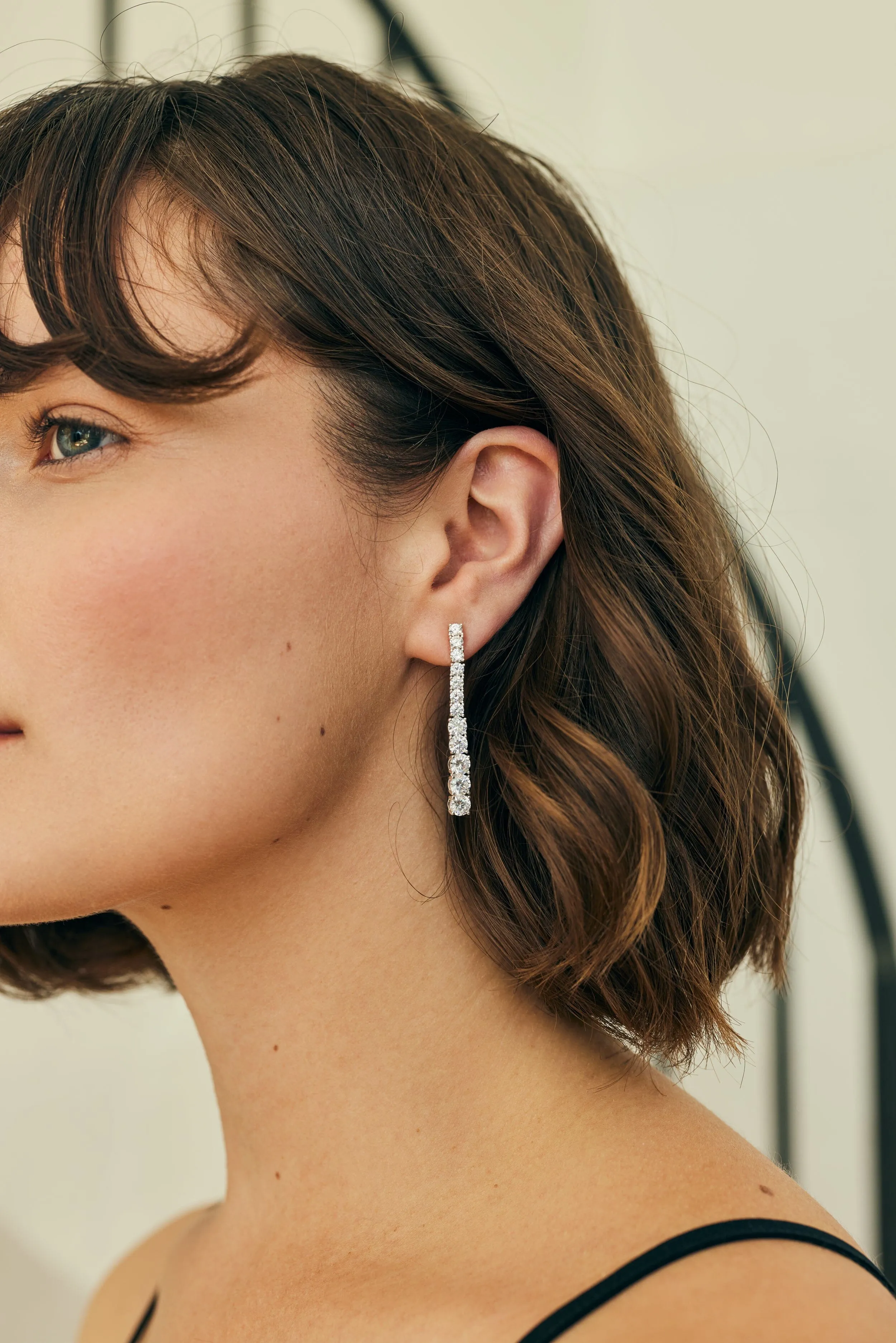 Prong Round Stone Linear Earrings