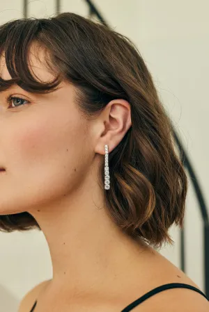 Prong Round Stone Linear Earrings