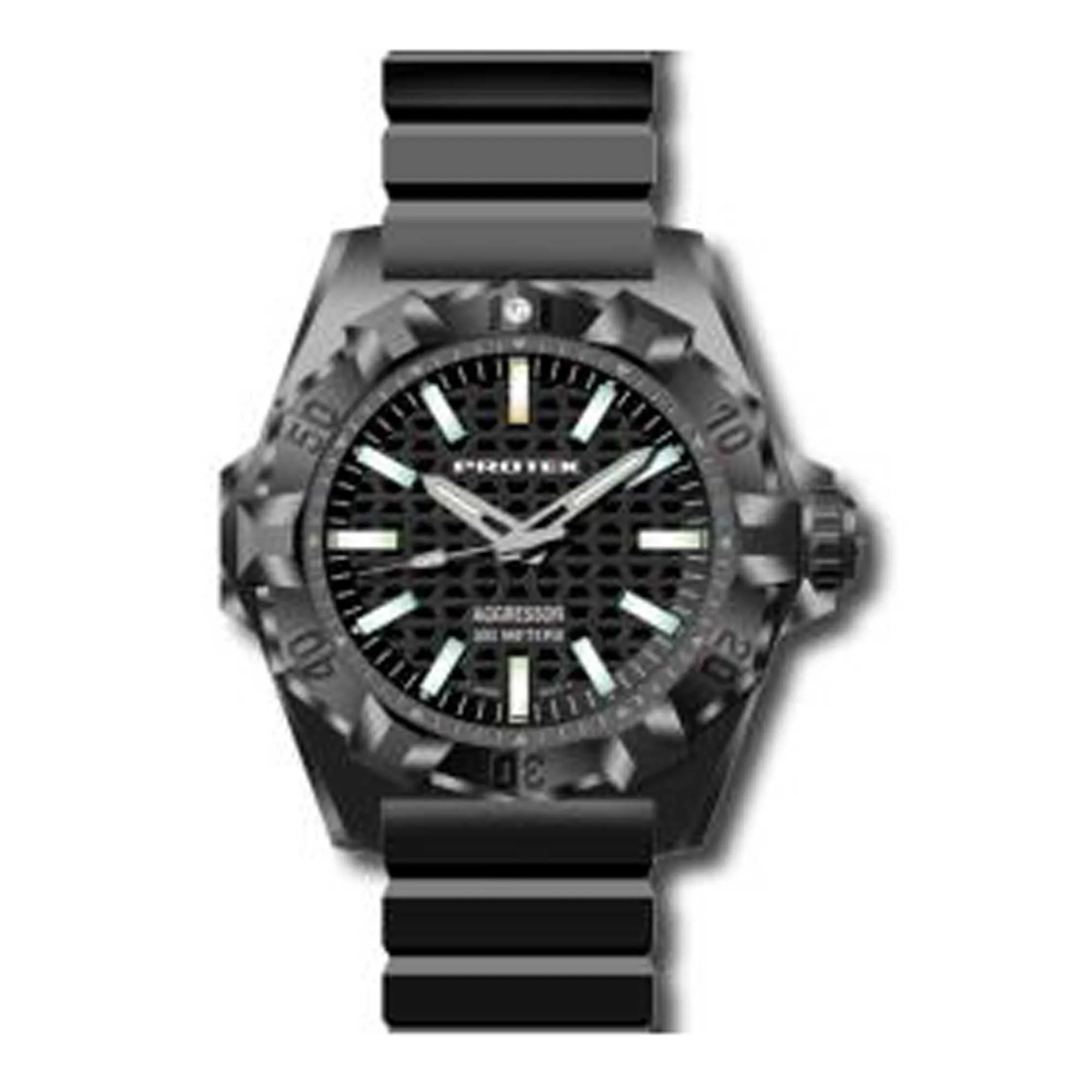 Protek Men's Watch - Aggressor Carbon Composite Case Black Dial Rubber Strap | 4001