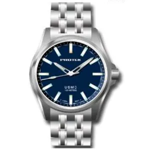 Protek Men's Watch - USMC Series Quartz Dark Blue Dial Titanium Bracelet | 3103BR