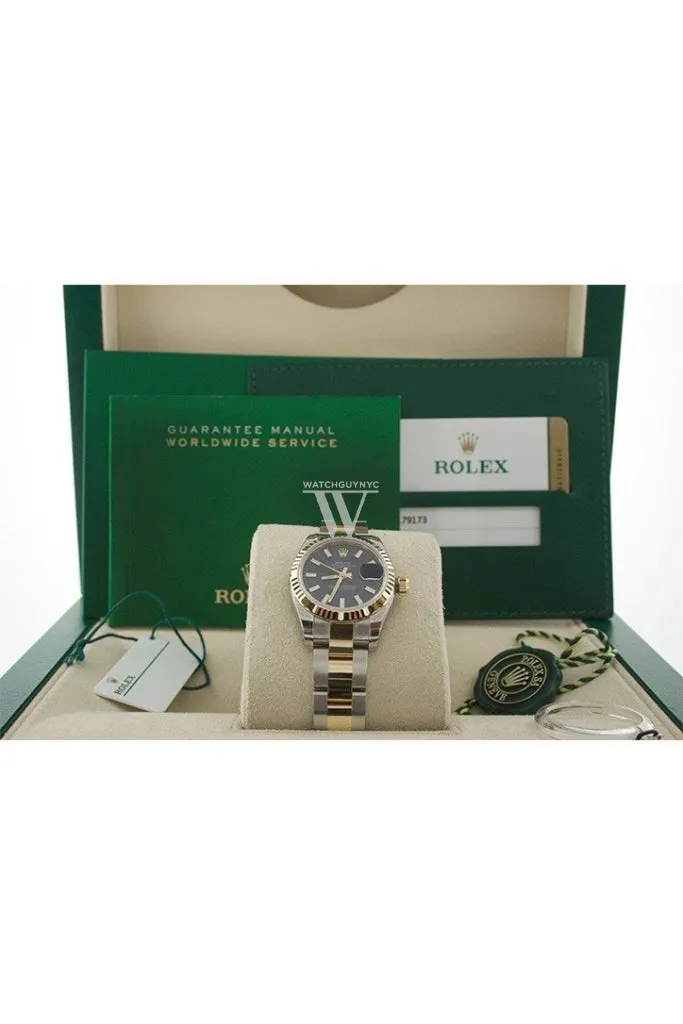 ROLEX Datejust 26 Blue Dial 18k Yellow Gold and Steel Ladies Watch 179173 Pre-owned
