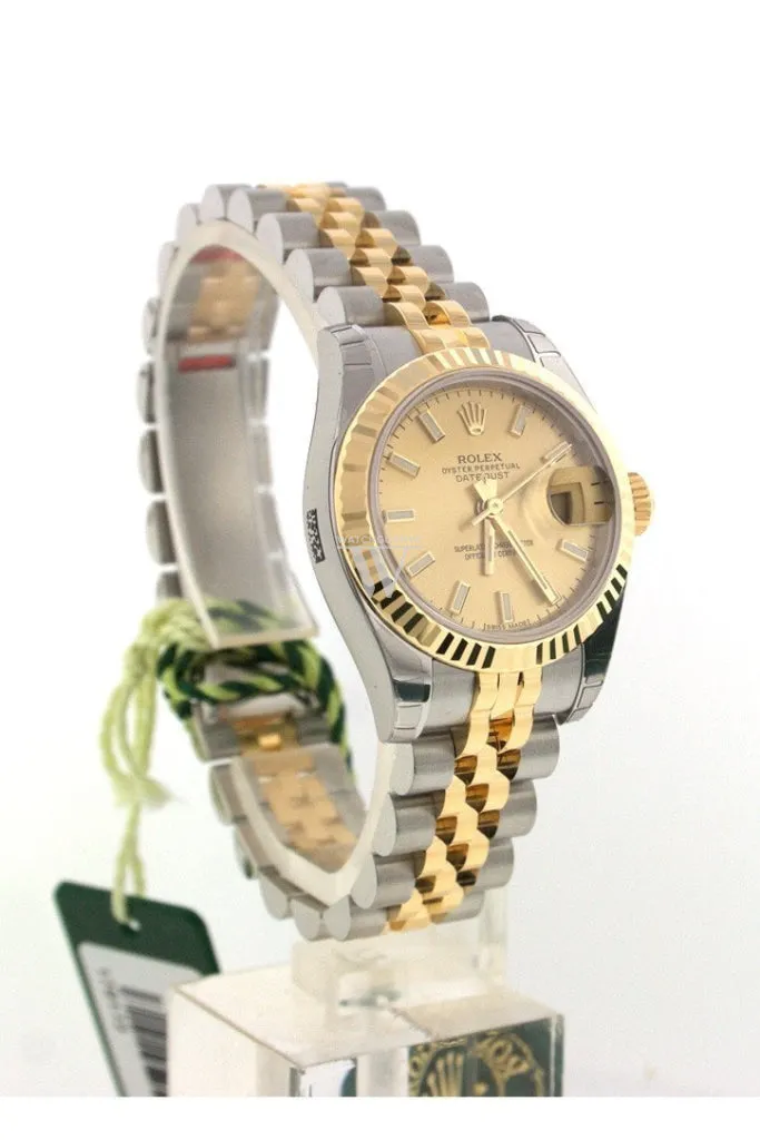 ROLEX Datejust 26 Champagne Dial 18k Yellow Gold and Steel Ladies Watch 179173 Pre-owned