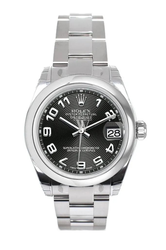 Rolex Datejust 31 Black Concentric Dial Steel Ladies Watch 178240 Pre-owned