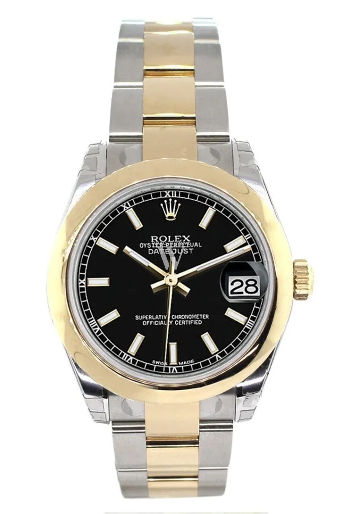 Rolex Datejust 31 Black Dial  18K Gold Two Tone Ladies 178243 Pre-owned