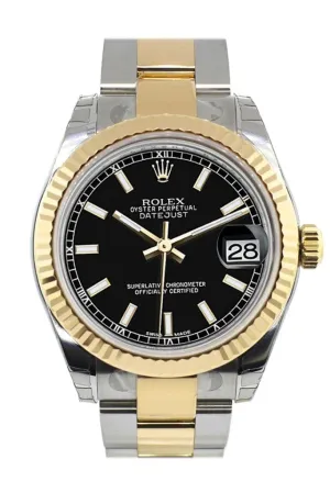 Rolex Datejust 31 Black Dial Fluted Bezel 18K Gold Two Tone Ladies 178273 Pre-owned