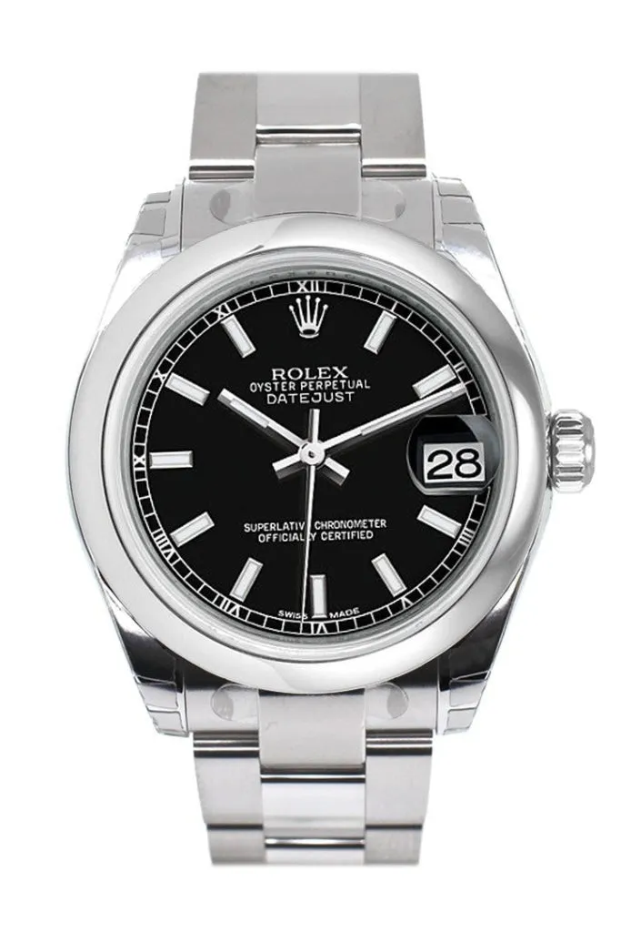 Rolex Datejust 31 Black Dial Steel Ladies Watch 178240 Pre-owned